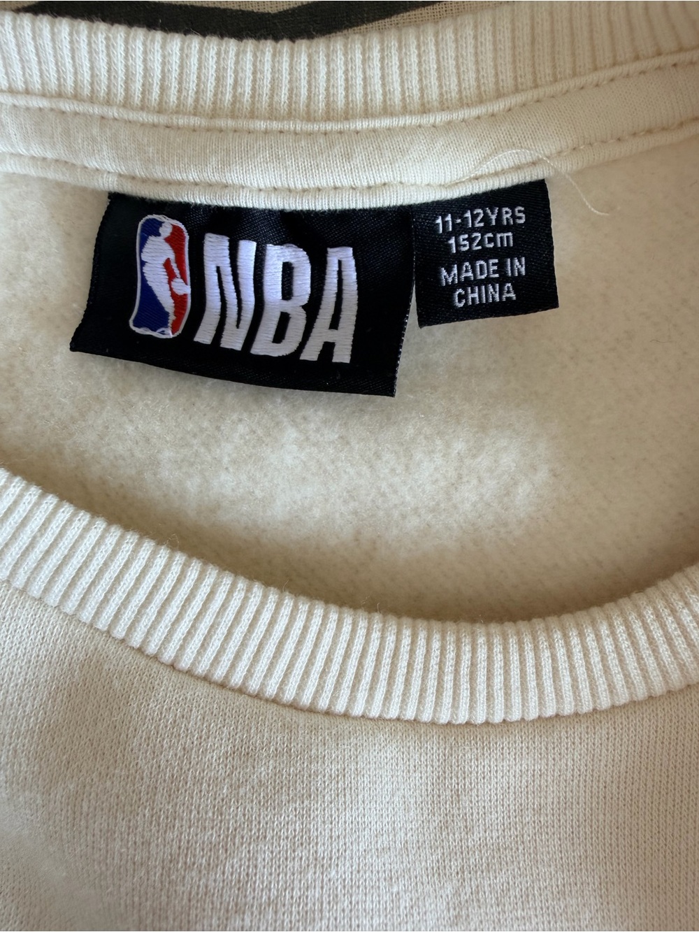 NBA Cream Crewneck Sweatshirt with Black Logo Tag